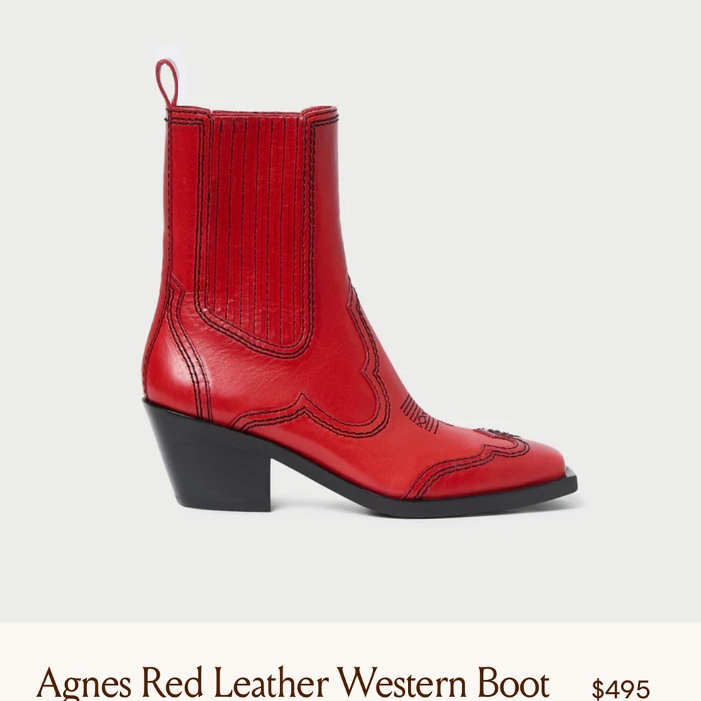 Loeffler Randall Red Leather Heeled Boots